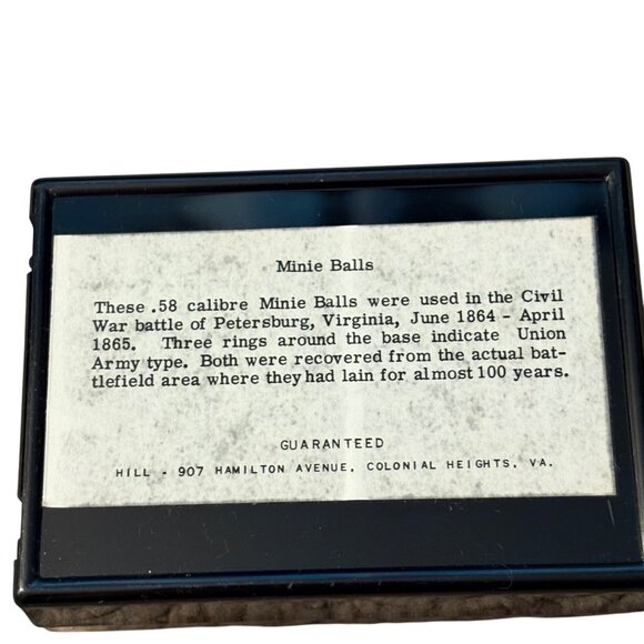 Authentic Civil War Bullets In Display Case - .58 Caliber Minie Balls From Peter - Picture 2 of 3